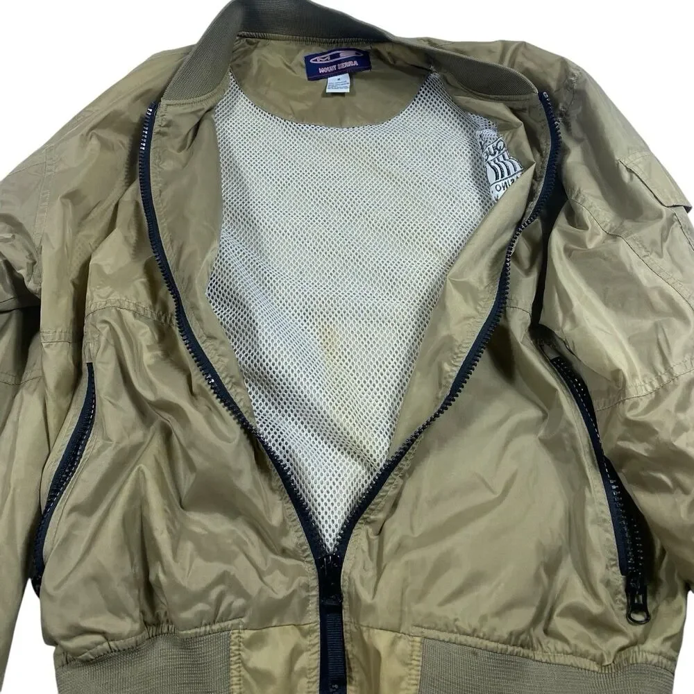 Vintage Las Vegas Bomber Jacket Mens MED Tan‎ Nylon 4 Queens Casino 90s Pockets
